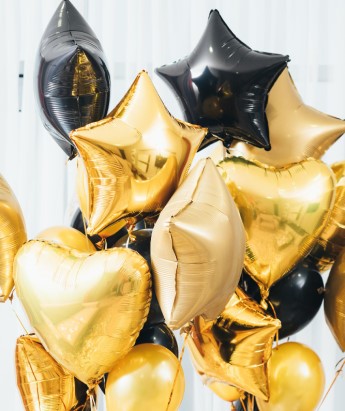 zestaw foliowych balonów gwiazdki i serca napełnionych helem