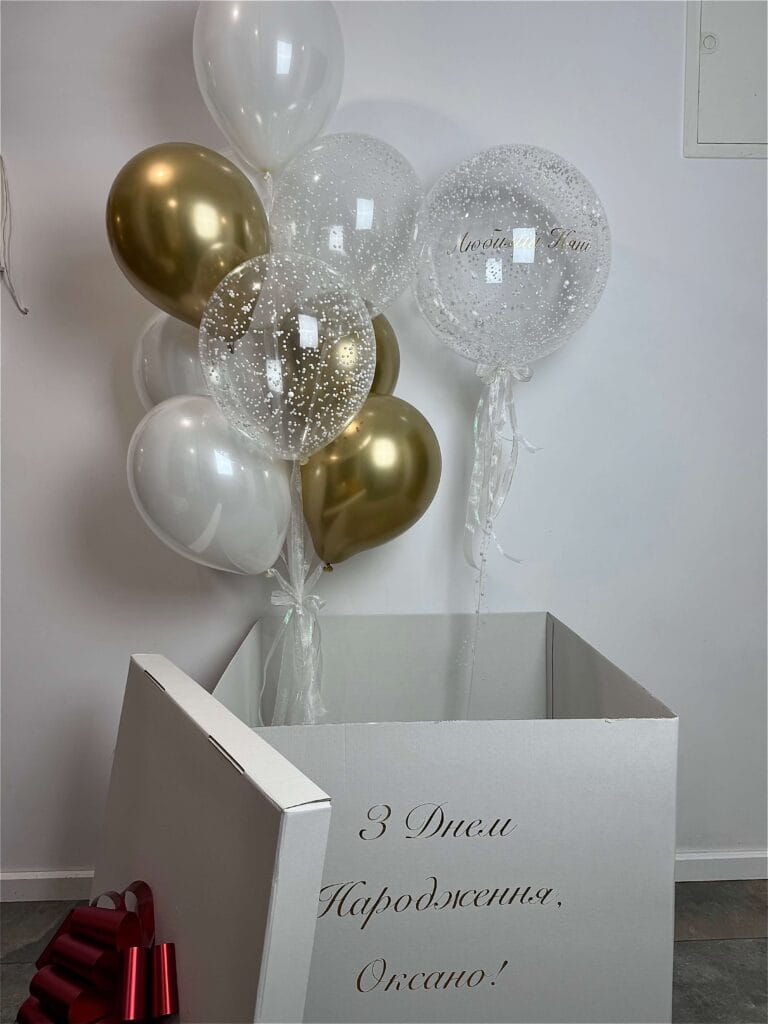 Balony w pudełku na urodziny