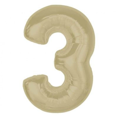 balon foliowy cyfra 3 matowa latte