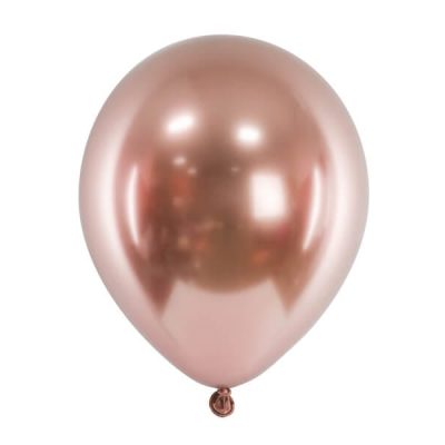 Balon lateksowy Glossy 46 cm, Różowe Złoto, napełniony helem