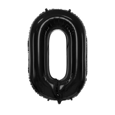 Balon foliowy cyfra 0, czarny, 86 cm