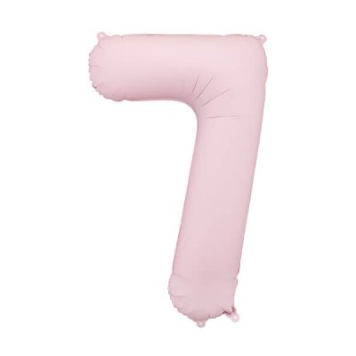 Balon foliowy cyfra 7, matowy jasny różowy, 86 cm
