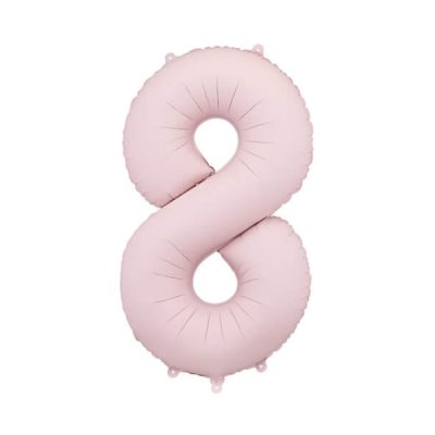 Balon foliowy cyfra 8, matowy jasny różowy, 86 cm