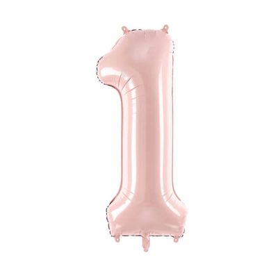 Balon foliowy cyfra 1, jasny różowy, 72 cm