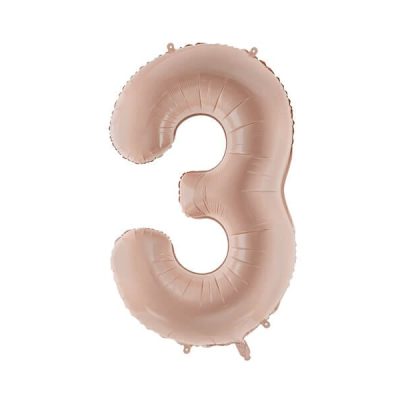 Balon foliowy cyfra 3, ciemny beż, 72 cm
