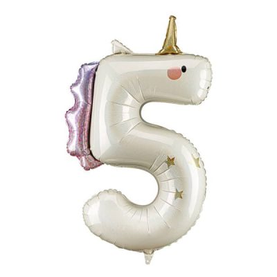 Balon foliowy Cyfra 5, Jednorożec, 93cm