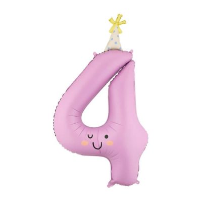 Balon foliowy Cyfra 4, 86cm, lawendowy