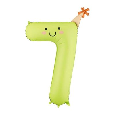 Balon foliowy Cyfra 7, 86cm, jasny zielony
