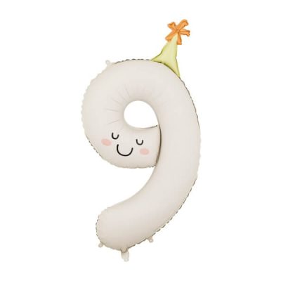 Balon foliowy Cyfra 9, 86cm, kremowy