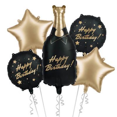 Gotowy zestaw balonów foliowych Butelka Happy Birthday