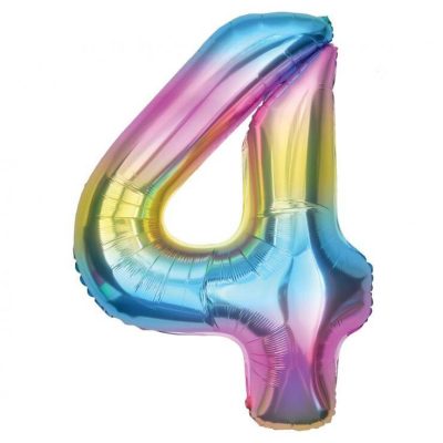 balon foliowy cyfra 4 tęczowa