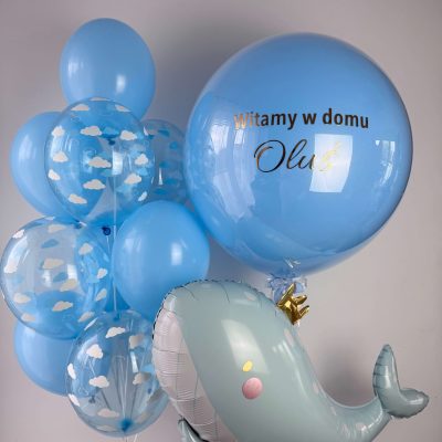 Niebieski zestaw balonów na powitanie dziecka