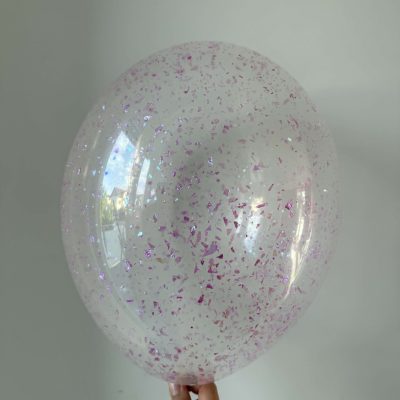 Balony lateksowy 30cm z różowym konfetti