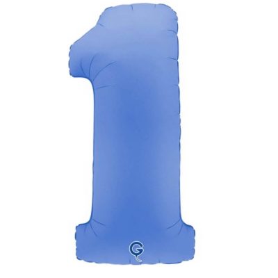 Balon foliowy cyfra 1, Matte Lotus Blue, 102 cm