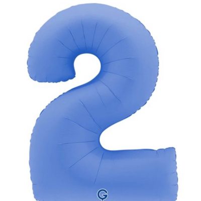 Balon foliowy cyfra 2, Matte Lotus Blue, 102 cm