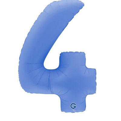 Balon foliowy cyfra 4, Matte Lotus Blue, 102 cm