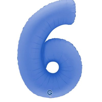 Balon foliowy cyfra 6, Matte Lotus Blue, 102 cm
