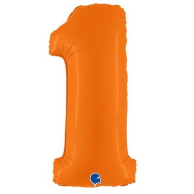 Balon foliowy cyfra 1, Matte Orange, 102 cm