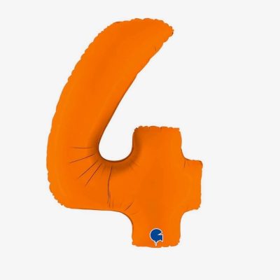 Balon foliowy cyfra 4, Matte Orange, 102 cm