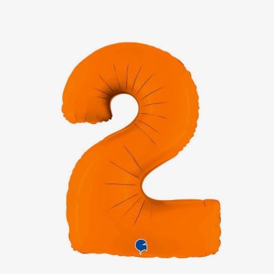 Balon foliowy cyfra 2, Matte Orange, 102 cm