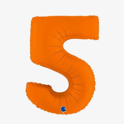 Balon foliowy cyfra 5, Matte Orange, 102 cm