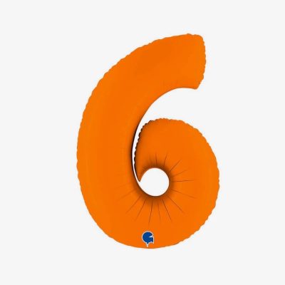 Balon foliowy cyfra 6, Matte Orange, 102 cm