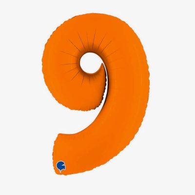 Balon foliowy cyfra 9, Matte Orange, 102 cm
