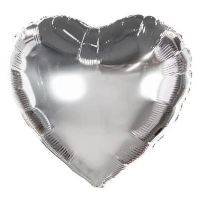 Balon foliowy Serce, 45 cm, Metalic Silver / Srebrne