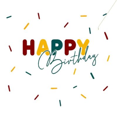 Wesołych urodzin z kolorowymi elementami