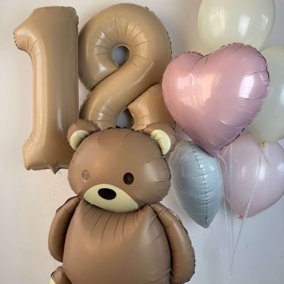 Zestaw balonów na urodziny z misiem