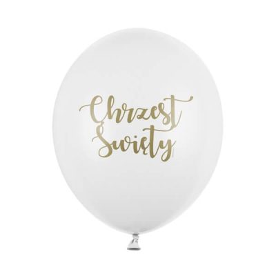 Balony lateksowy 30 cm, Chrzest Święty, Pastel Pure White, napełniony helem