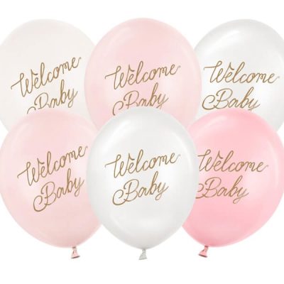 Balony lateksowe Welcome baby różowy