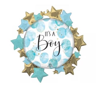 Balon foliowy Baby Shower Chłopca, niebieski, 76 cm
