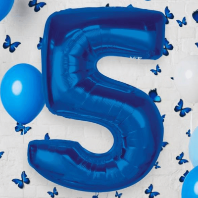Balon foliowy cyfra 5 niebieska