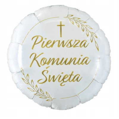 Balon foliowy Pierwsza Komunia Święta (kłosy), 45 cm